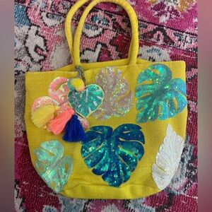America & Beyond Sequin Palm Leaf Bag